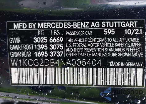 2022 Mercedes-Benz Eqs 450+ из США, поврежденный, VIN W1KCG2DB4NA005404